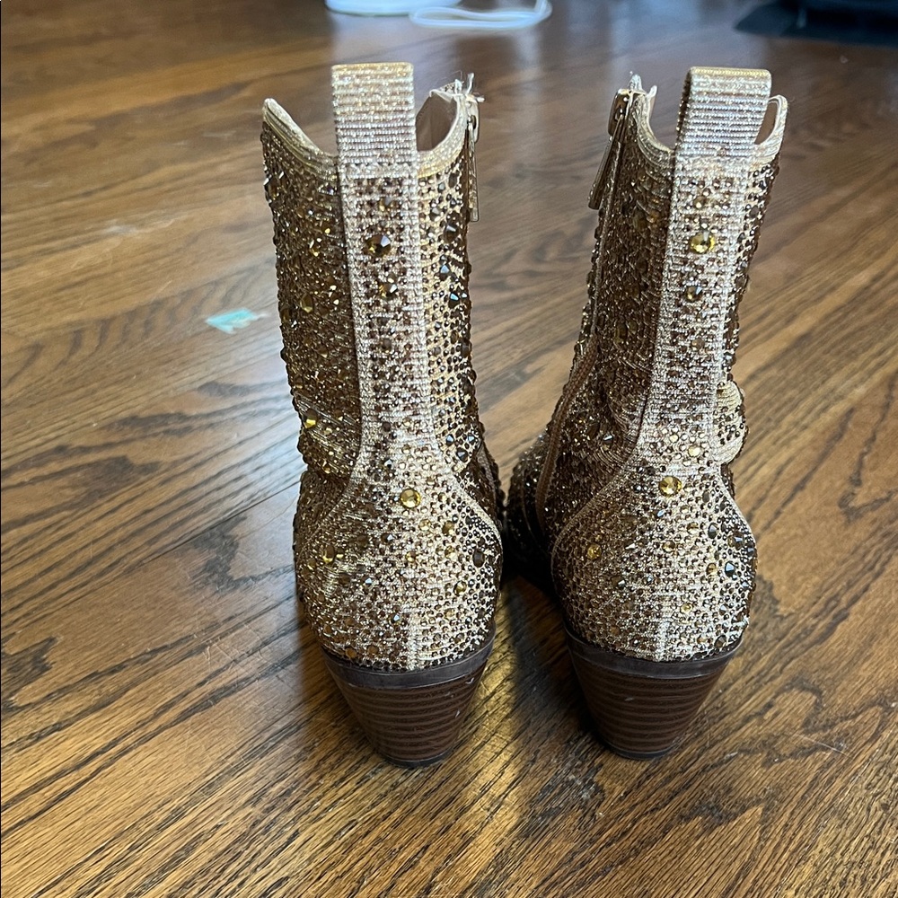 Gold Rhinestone Western Booties - Picture 5 of 9